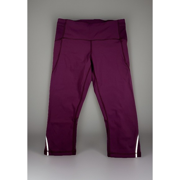 Lululemon Free Runner Crop Women 8 Plum High Rise Mesh Reflective Breathable - Picture 1 of 14